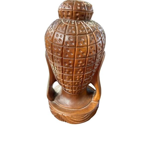 Antique Solid Wood Hand Carved Buddha Bust - Picture 6 of 8